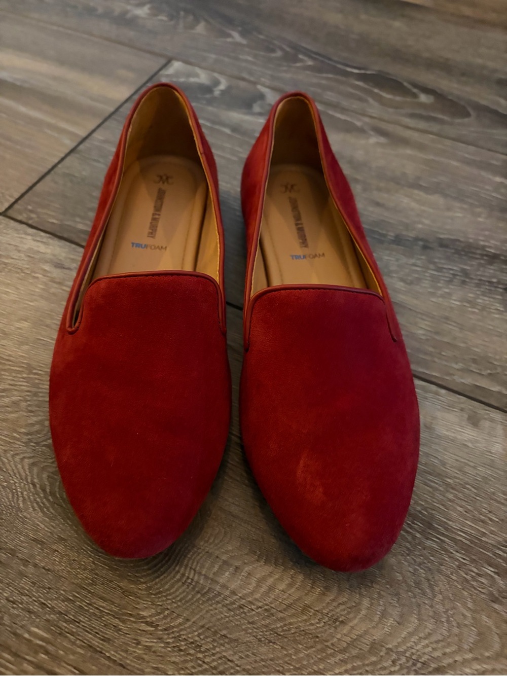 Johnston & Murphy Women's Red Suede Slip-On Loafers